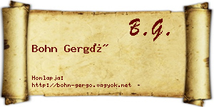 Bohn Gergő névjegykártya